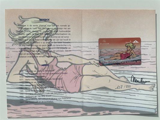 Kiekeboe - 20 jaar Koksijde - Fanny op Belgacom telecard 137/250 ex - gesigneerd door Merho - 1997
