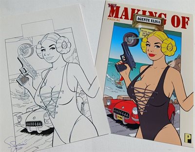The making of agent Elisa - Originele cover - Parodie - Agent 327/Olga Lawina - Door Schokaert + inkleuring