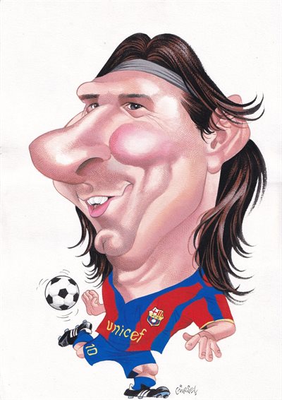Gürsel - Originele tekening in kleur - Messi