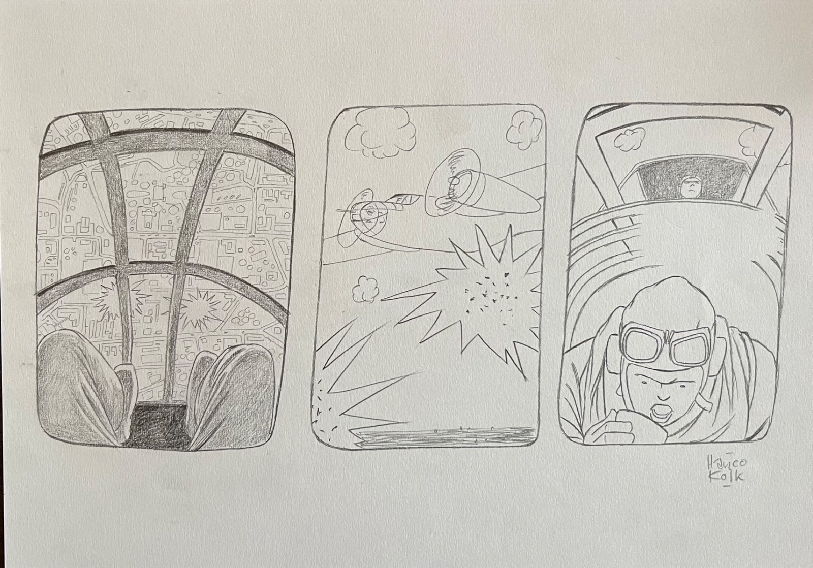 Hanco Kolk - originele tekening uit “ Bestemming Canada “ 2022