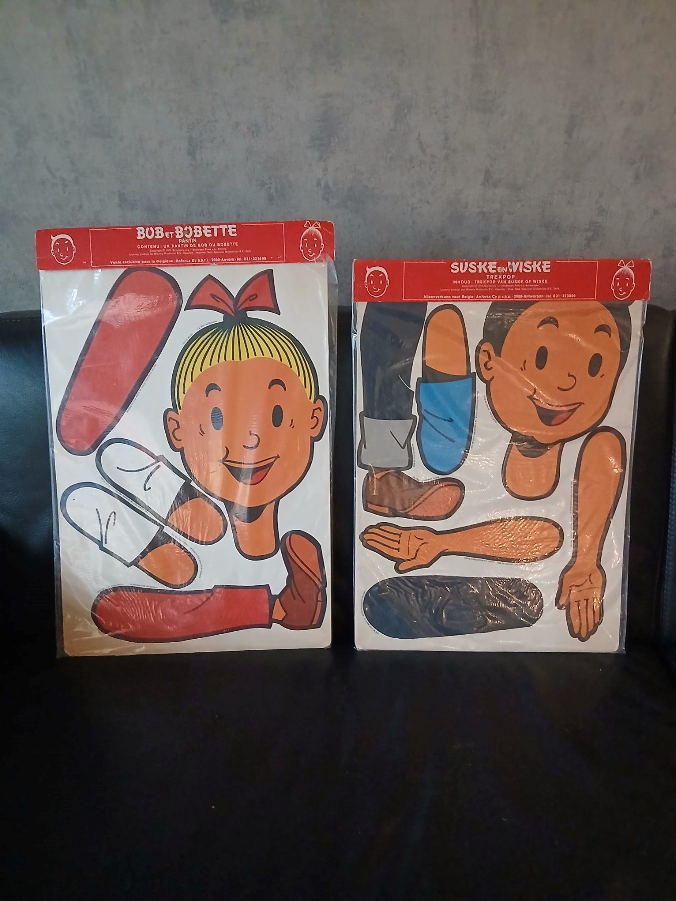 Suske en Wiske - Trekpoppen 1975 - 2 x Anforex bouwplaten 