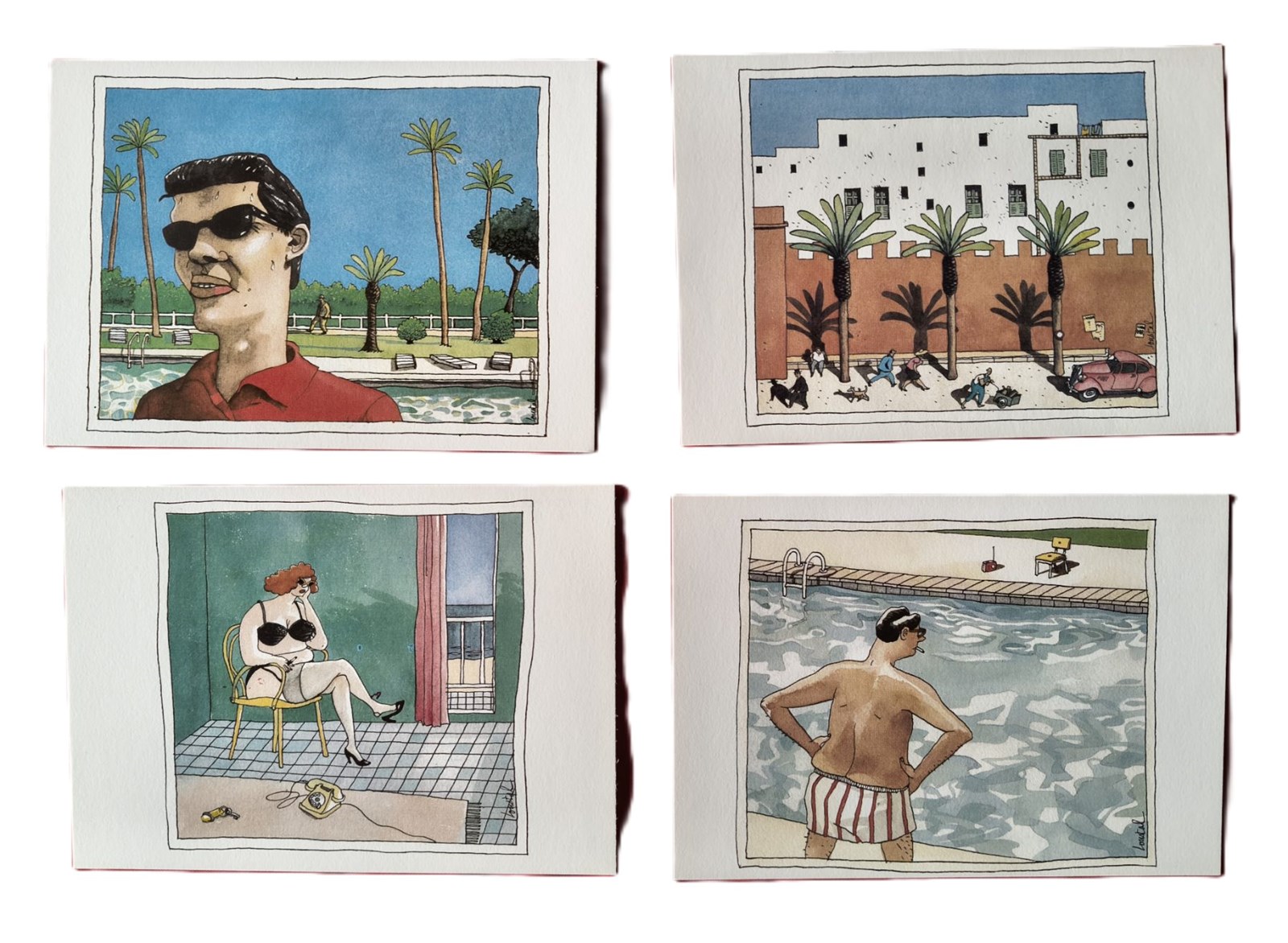 Loustal - Zenata plage - 8 postkaarten - 1981