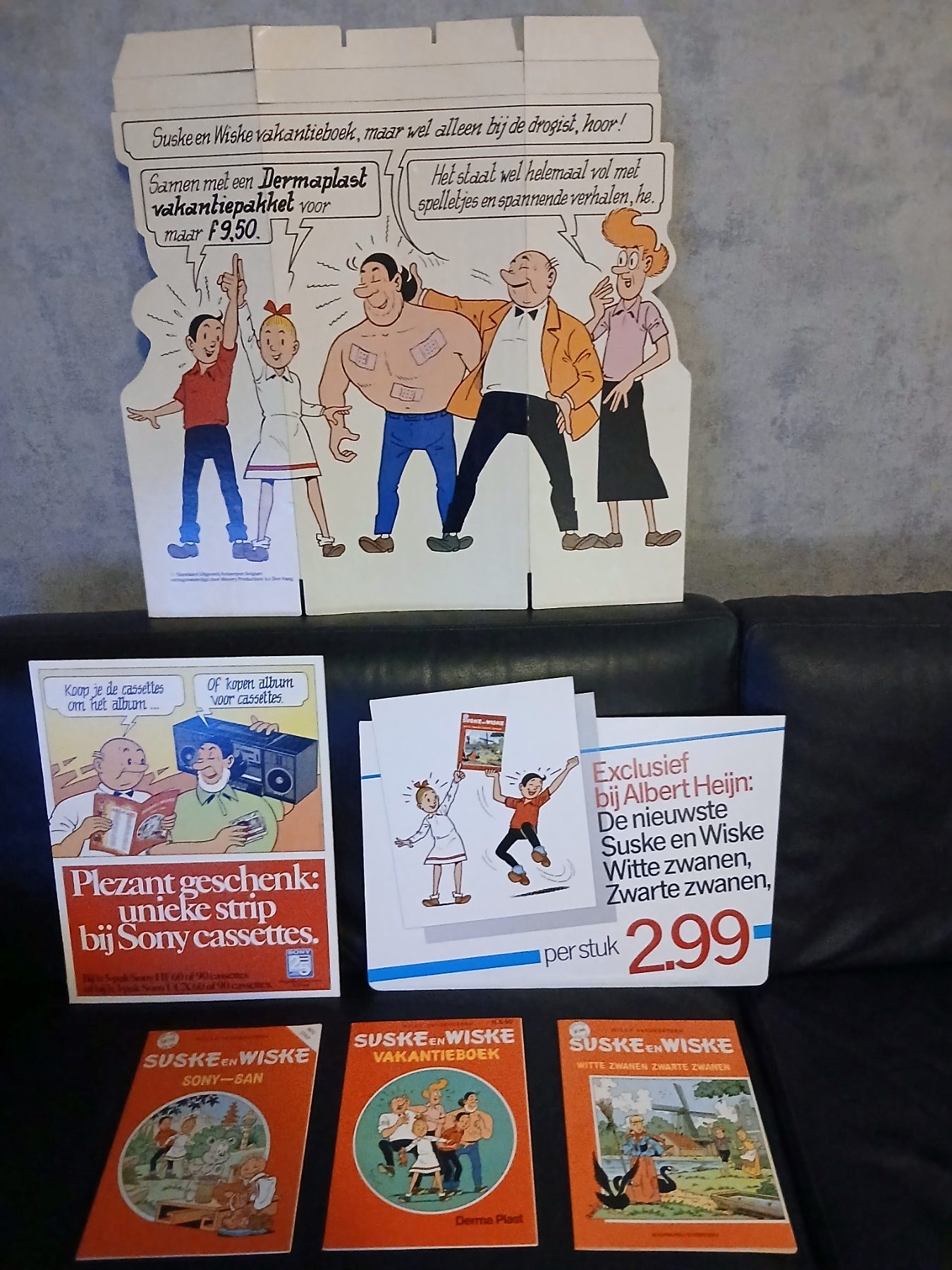 Suske en Wiske - 3 reclameborden Sony-Albert Hein-dermaplast - jaren '80