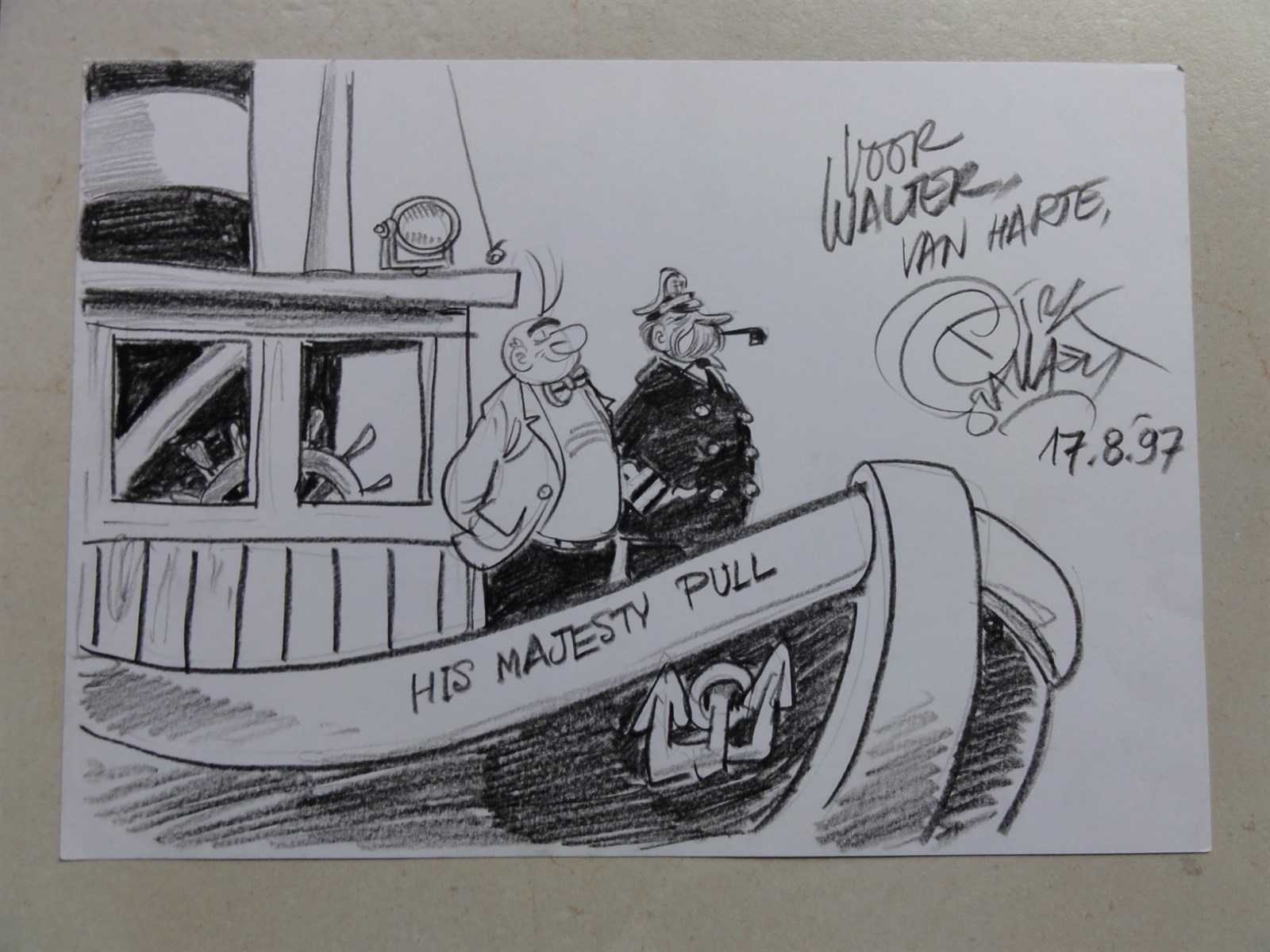 Dirk Stallaert - Originele tekening van Nero en kapitein Oliepul - naar Marc Sleen