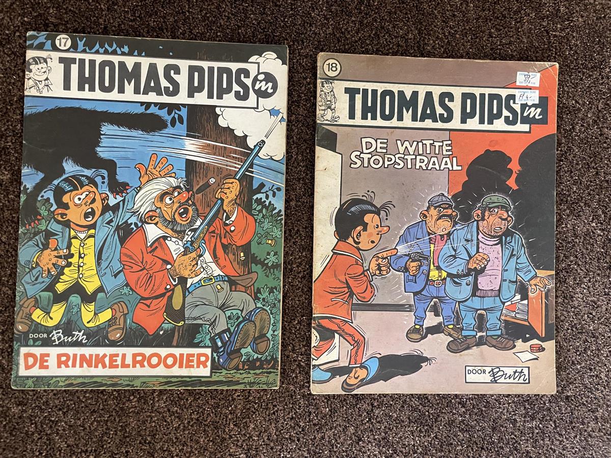 Thomas Pips 17 & 18 - De rinkelrooier, De witte stopstraal - gesigneerd - eerste druk - 1972