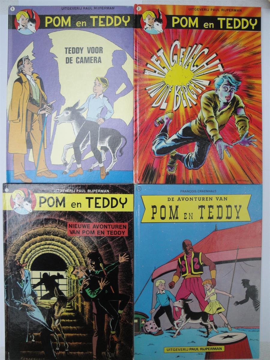Pom en Teddy - Rijperman zwartwit reeks 1-4 - 4x hc met papieren rug - 1978-1980